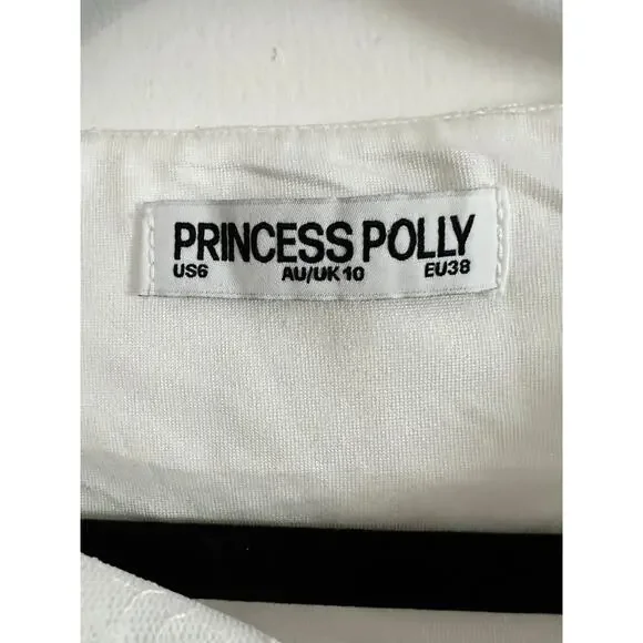 PRINCESS POLLY Martiney Twisted Tank Top White Floral Pattern Cut-Out - Sz 6 - Picture 3 of 6